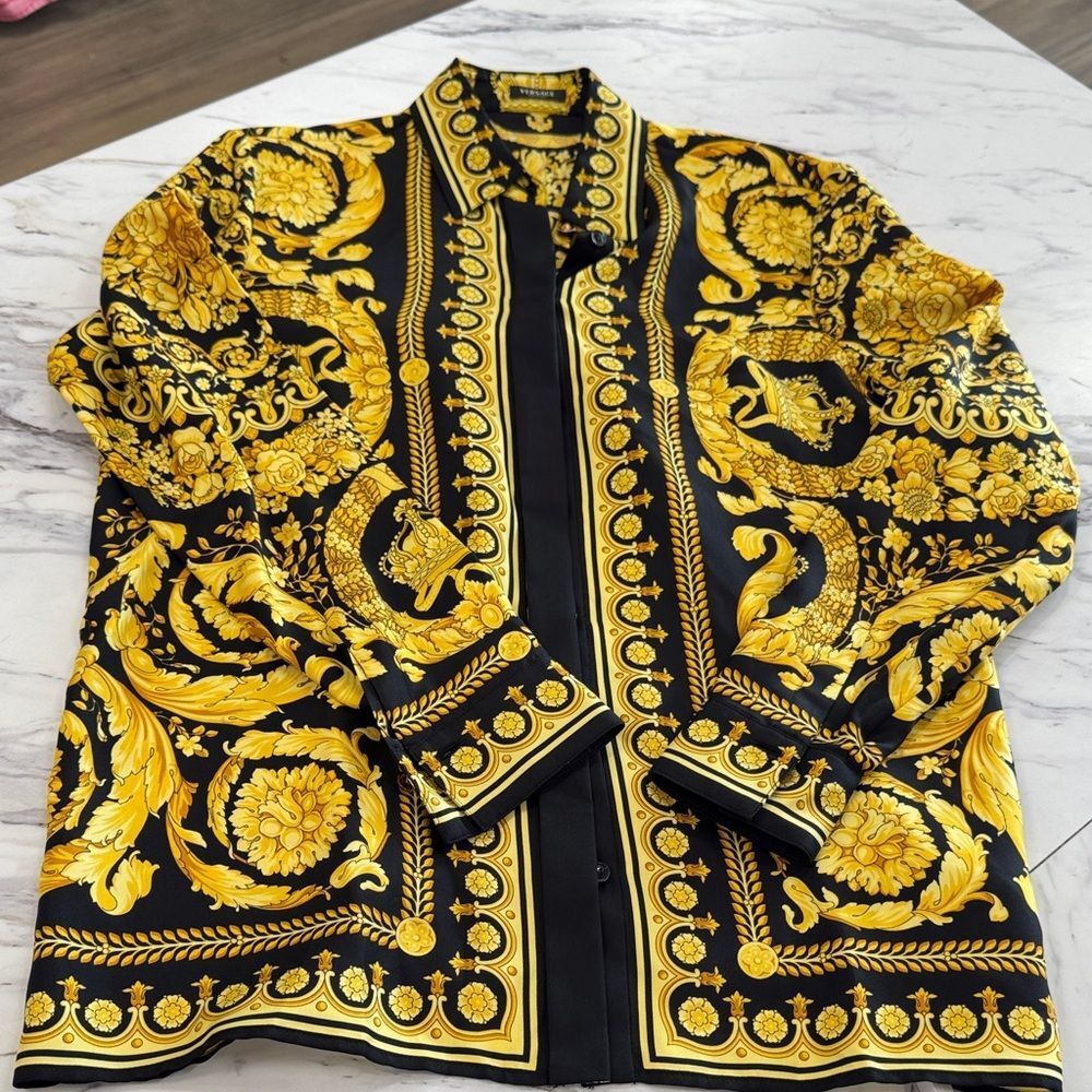 Versace Ornate Black and Gold Shirt